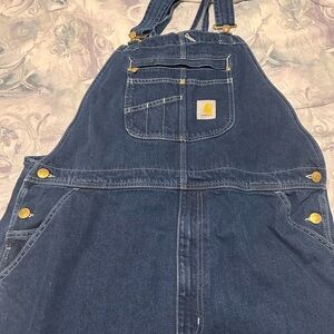 Carhartt Dark Blue Denim Overalls 40 x 30 Loose Fit